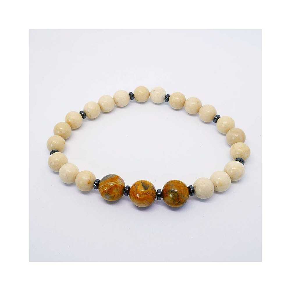 JASPER Bracelet de perles en jaspe pour homme ou femme