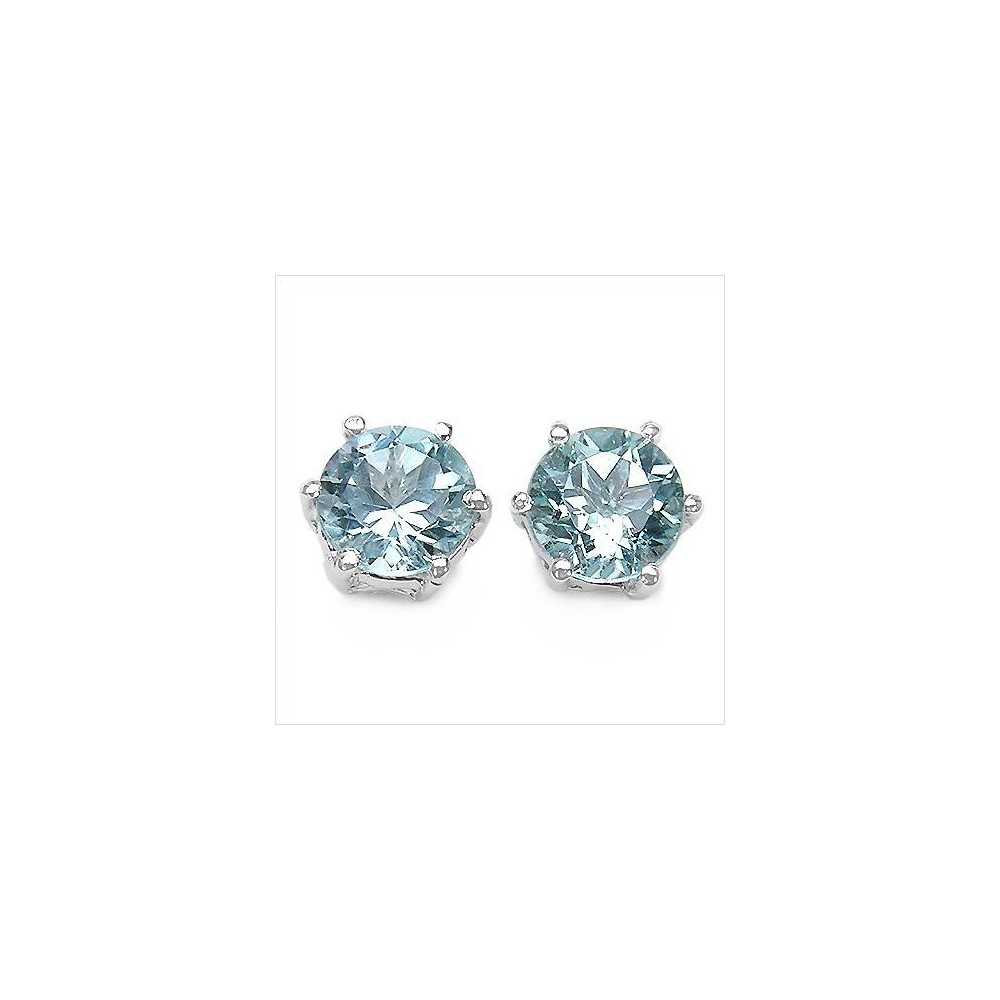 Boucles Classic6 topaze bleue. Argent massif 925 rhodié