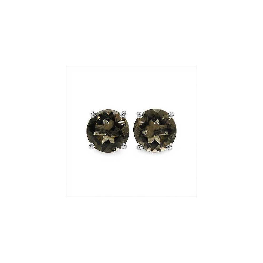 Boucles CLASSIC8 Topazes fumée 8mm. Argent massif rhodié